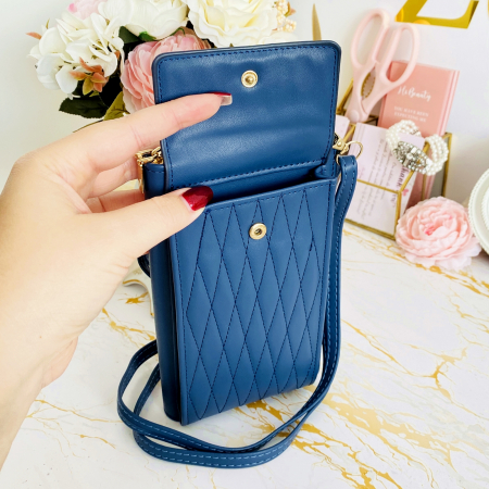 Portofel Albastru 2 in 1 tip Geanta Piele Ecologica, Portofele Dama [5]