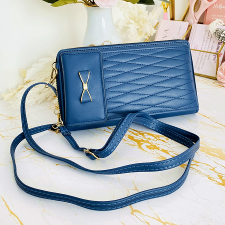 Portofel Albastru 2 in 1 tip Geanta Piele Ecologica, Portofele Dama [1]