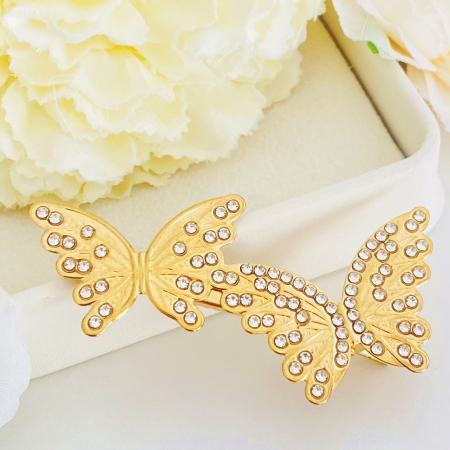 Agrafa Fluturi Aurii & Cristale, Accesorii Par, Clama Flori [3]