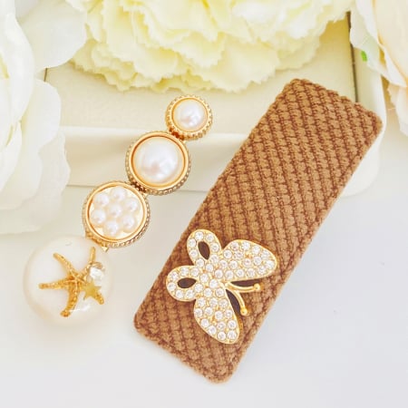 ACCESORII PAR - Set 2 Agrafe Fluture & Perle, Accesorii Par, Clama Flori