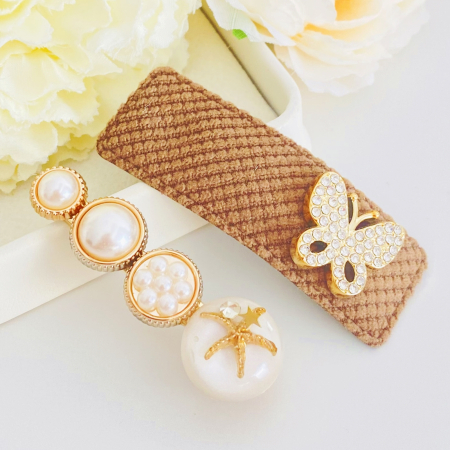 Set 2 Agrafe Fluture & Perle, Accesorii Par, Clama Flori [3]