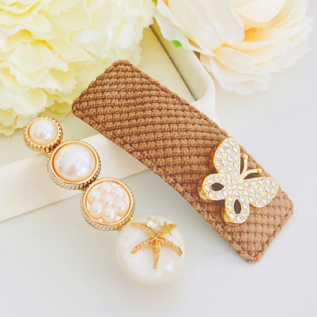 Set 2 Agrafe Fluture & Perle, Accesorii Par, Clama Flori [4]