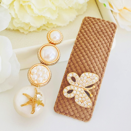 Set 2 Agrafe Fluture & Perle, Accesorii Par, Clama Flori [2]