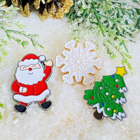 BROSE - Set 3 Brose Pin Mos Craciun, Fulg, Brad, Brosa Statement, Brose Femei