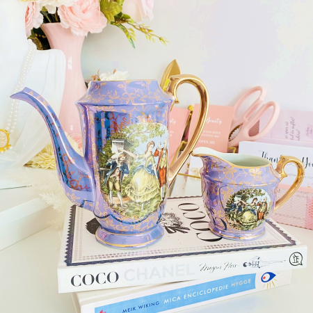 Set Ceainic & Letiera Fragonard Mov, Portelan Vintage [5]