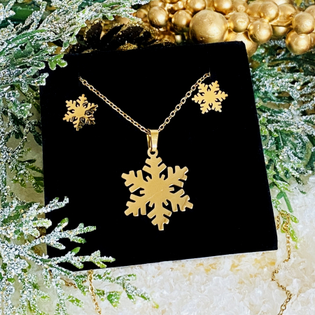 SETURI BIJUTERII Otel Inoxidabil - Set Colier & Cercei Fulg Zapada Auriu - Otel Inoxidabil, Cercei Secret Santa, Cercei Dama