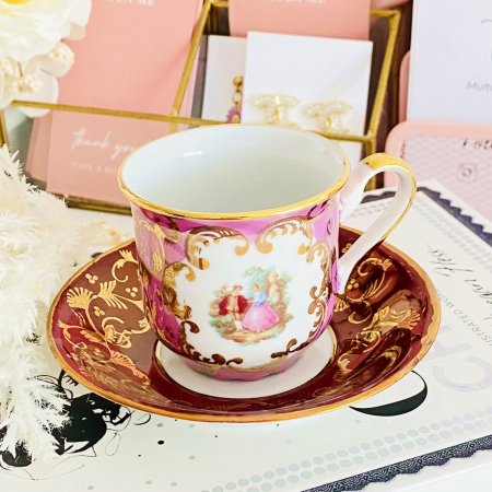 Set Ceasca si Farfurie Fragonard Limoges, Portelan Vintage [4]