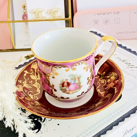 Set Ceasca si Farfurie Fragonard Limoges, Portelan Vintage [6]