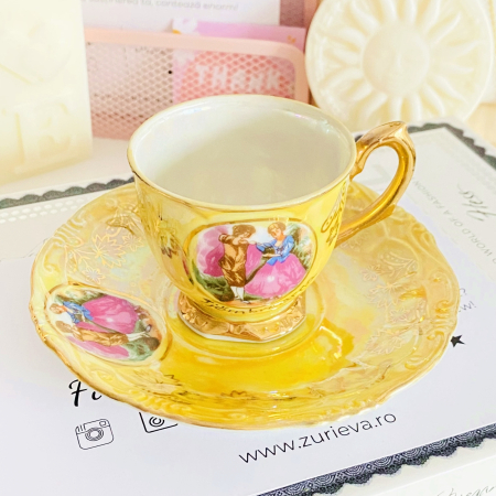 Set cescuta & farfurie Fragonard Galben, Decoratiuni Vintage [3]