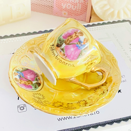 VINTAGE HOME - Set cescuta & farfurie Fragonard Galben, Decoratiuni Vintage