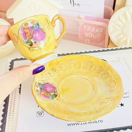 Set cescuta & farfurie Fragonard Galben, Decoratiuni Vintage [4]