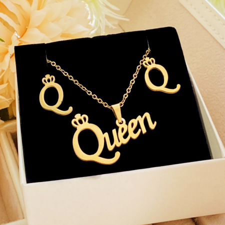 Set Colier & Cercei Queen - Otel Inoxidabil, Bijuterii Inox, Cadouri Femei [2]