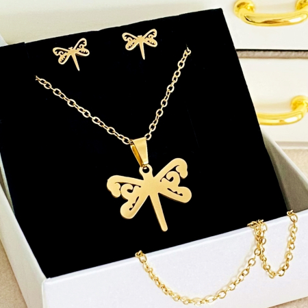 Set Colier & Cercei Libelula - Otel Inoxidabil, Bijuterii Inox, Cadouri Femei [2]