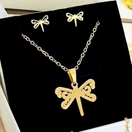 SETURI BIJUTERII Otel Inoxidabil - Set Colier & Cercei Libelula - Otel Inoxidabil, Bijuterii Inox, Cadouri Femei