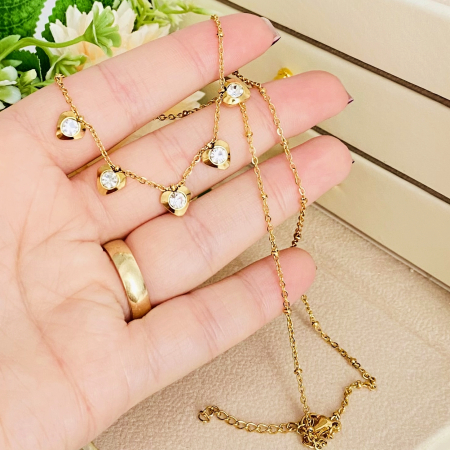 Set Colier & Cercei Inimioare Cristale - Otel Inoxidabil, Bijuterii Inox, Cadouri Femei [3]