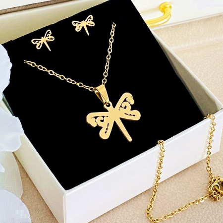 Set Colier & Cercei Libelula - Otel Inoxidabil, Bijuterii Inox, Cadouri Femei [4]