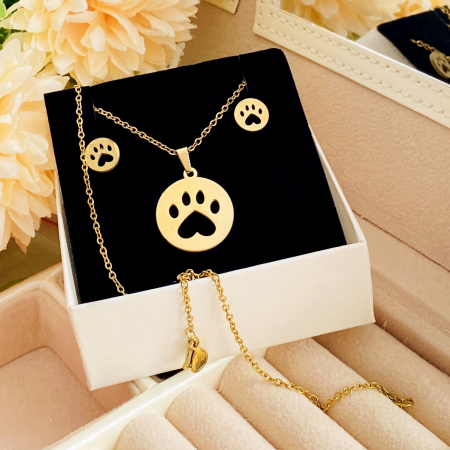 Set Colier & Cercei Dog Love - Otel Inoxidabil, Bijuterii Inox, Cadouri Femei [1]
