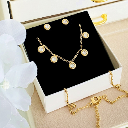 SETURI BIJUTERII Otel Inoxidabil - Set Colier & Cercei Cristale - Otel Inoxidabil, Bijuterii Inox, Cadouri Femei