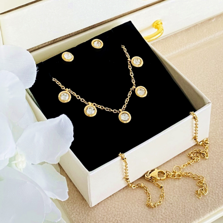 Set Colier & Cercei Cristale - Otel Inoxidabil, Bijuterii Inox, Cadouri Femei [2]