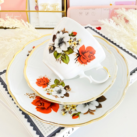 VINTAGE HOME - Set Mic Dejun Flori Bavaria, Portelan Vintage