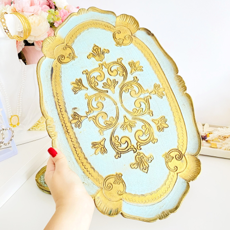 Set Tava Florentina & Suporturi Pahare, Portelan Vintage [2]