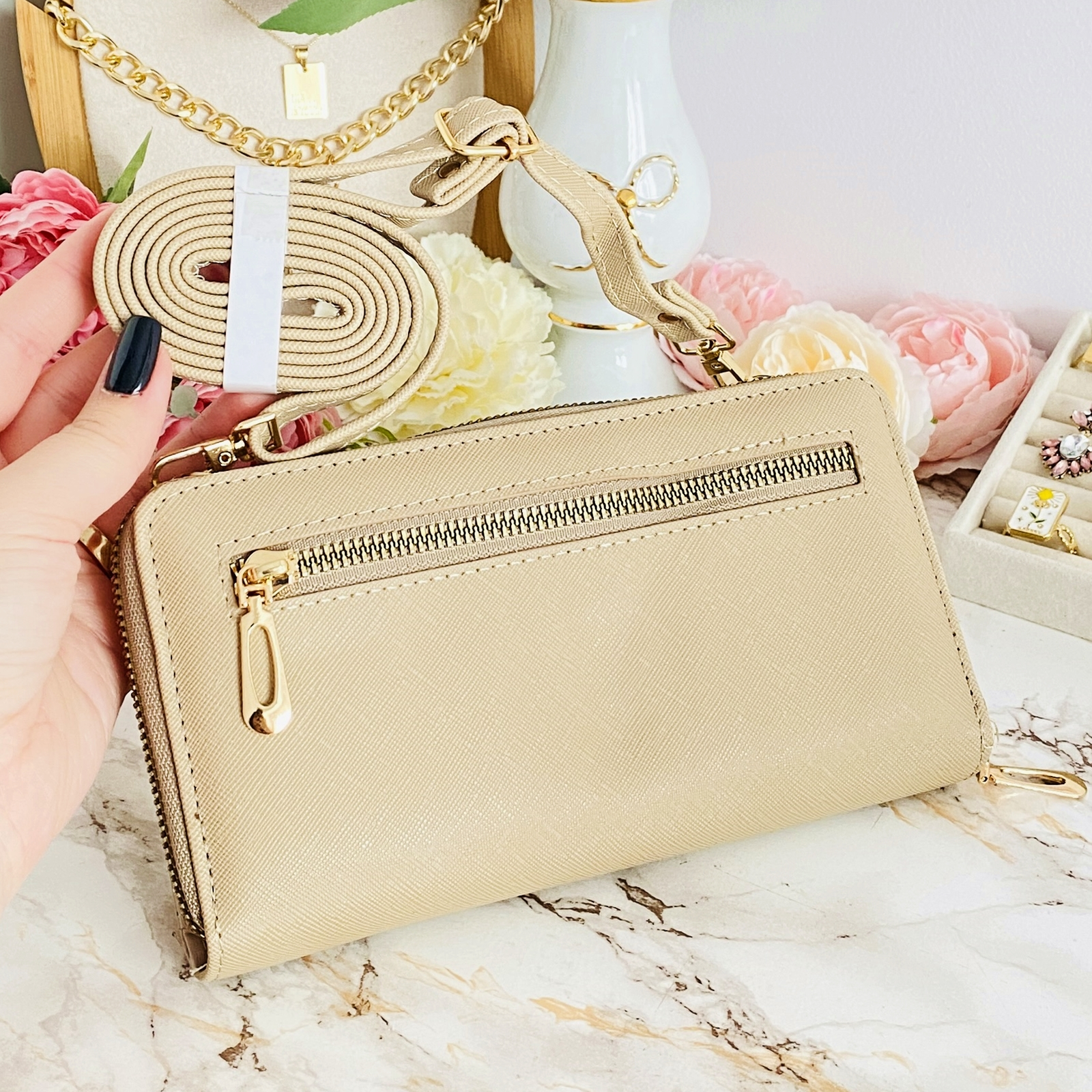 Portofel 2 in 1 Crem Piele Ecologica - Portofele Dama | ZURIEVA