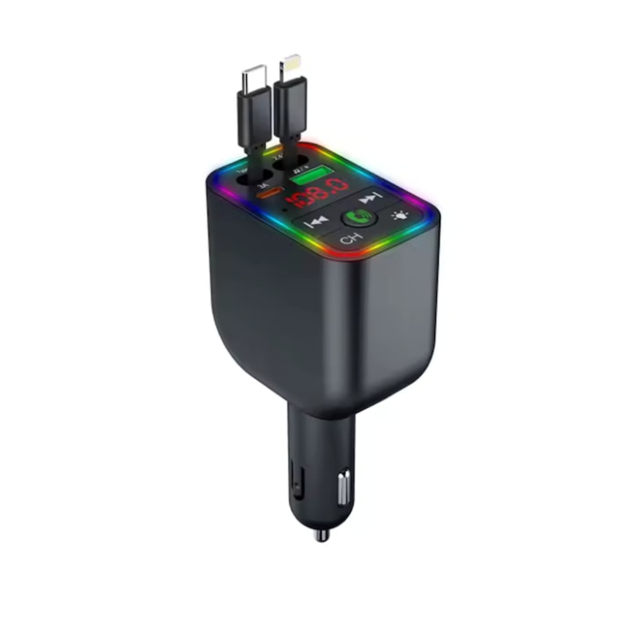 Adaptor auto Bluetooth 4 în 1 BT 5.3, FM Transmitter cu display LED, USB și Type-C, încărcare rapidă Super Fast Charge, redare MP3/WAV, 12-24V [3]