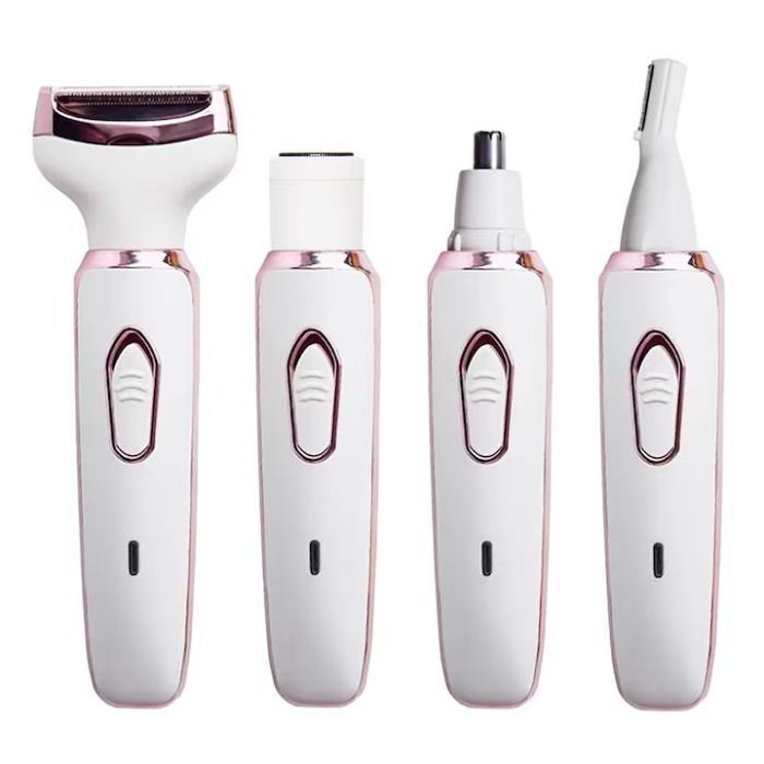 Aparat de ras și trimmer 4 în 1, reîncărcabil USB, utilizare Wet & Dry, pentru corp, față, sprâncene și nas, epilator multifuncțional, alb [3]