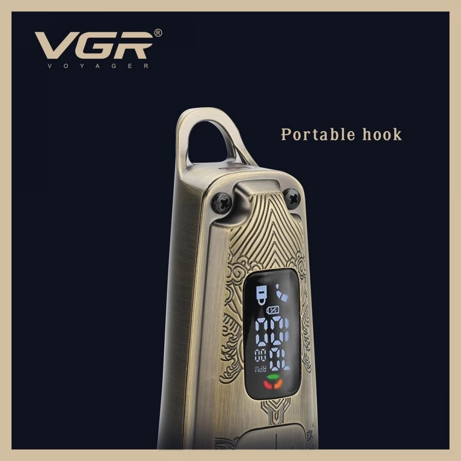 Aparat de tuns profesional, V-901, stil vintage, auriu, alimentare USB, 5W [2]