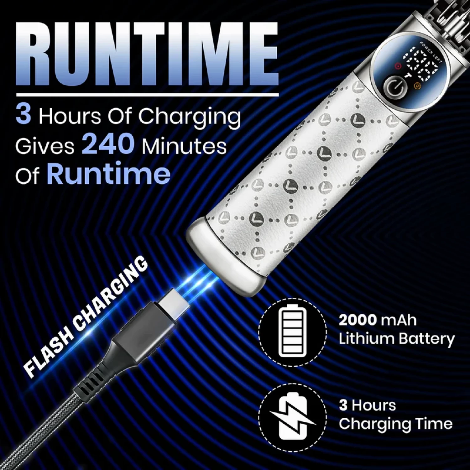 Aparat de Tuns Profesional V-942, lame din titan, incarcare USB, Li-Ion 2000 mah [5]