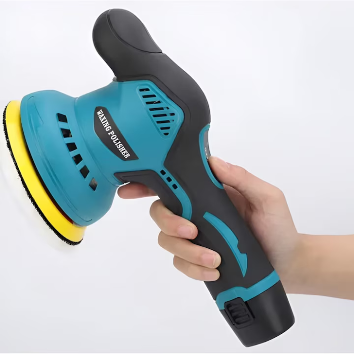 Aparat Polish Auto fără Fir, 2 Acumulatori 36V Incluși, Viteză Variabilă 2500-5000 RPM, 8 Trepte de Reglaj, Dimensiuni 27,5x11,5x12 cm, Design Ergonomic Portabil, Negru-Albastru [6]
