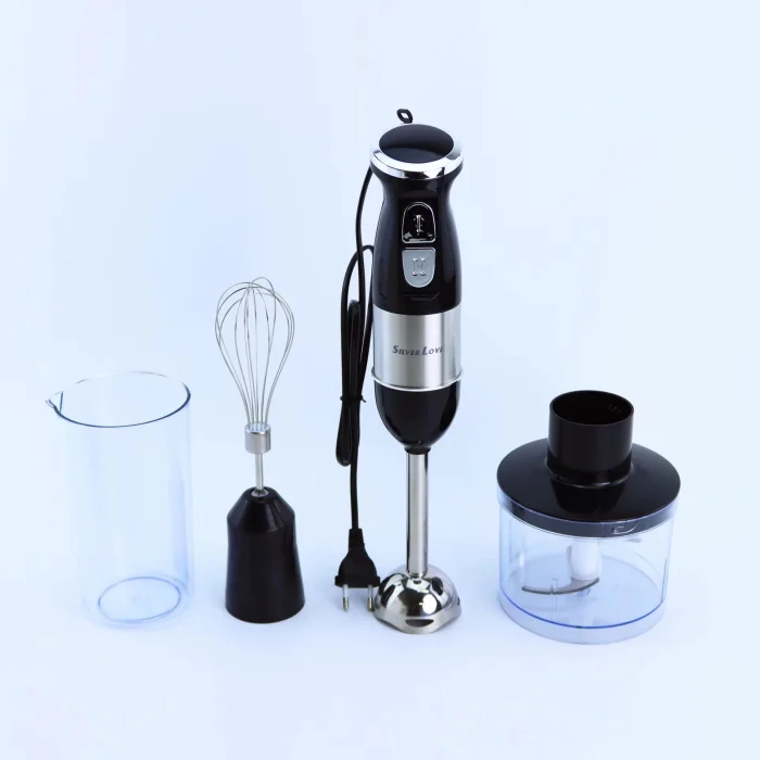 Blender 4-in-1 Silver Love 500W - Mixer Vertical cu Tocător, Cana 600ml, Accesorii Incluse, Lame Inox, Design Compact [6]