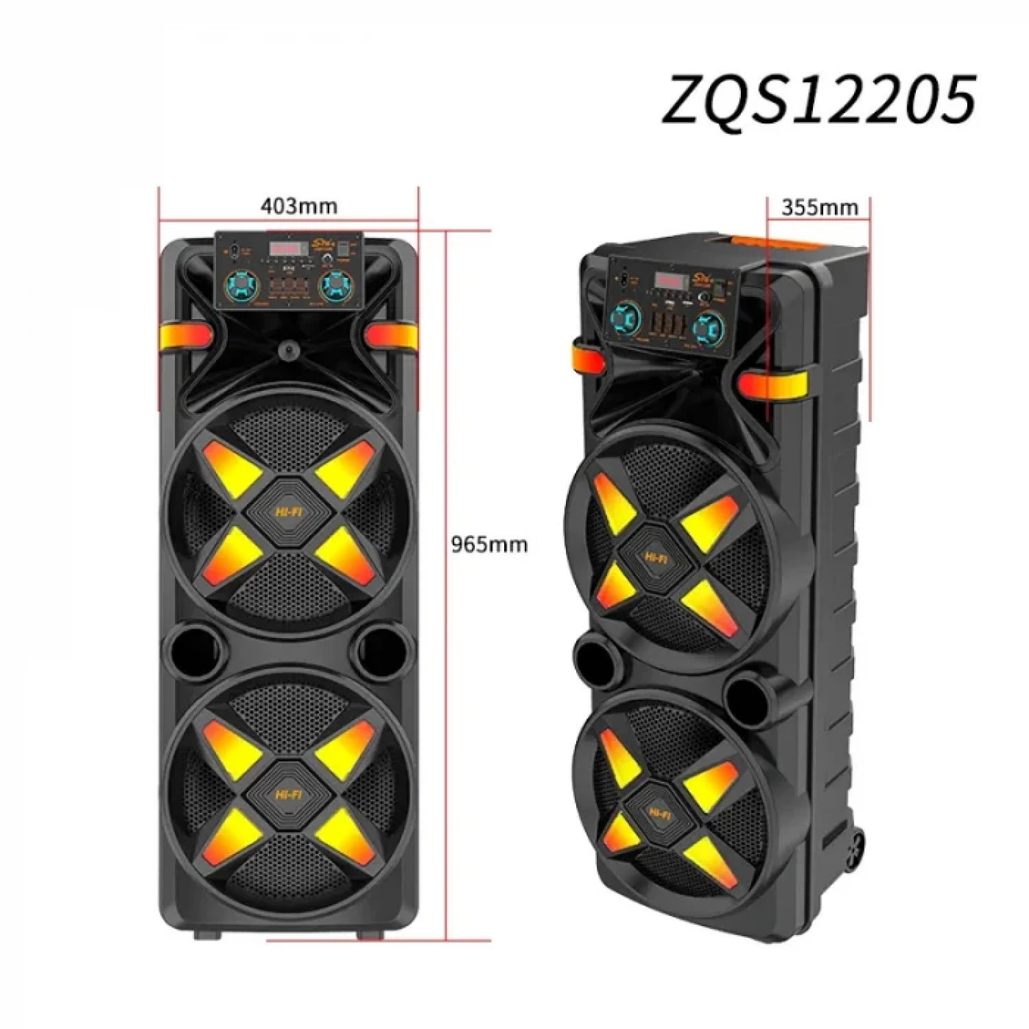 Boxă Bluetooth Wireless, 500W PMPO, 2 Subwoofer de 12 inch, Autonomie Mare 6000 mah,Microfon wireless, telecomanda, Conectivitate Bluetooth, USB, AUX, TF, FM - Ideală pentru Petreceri și Evenimente [3]