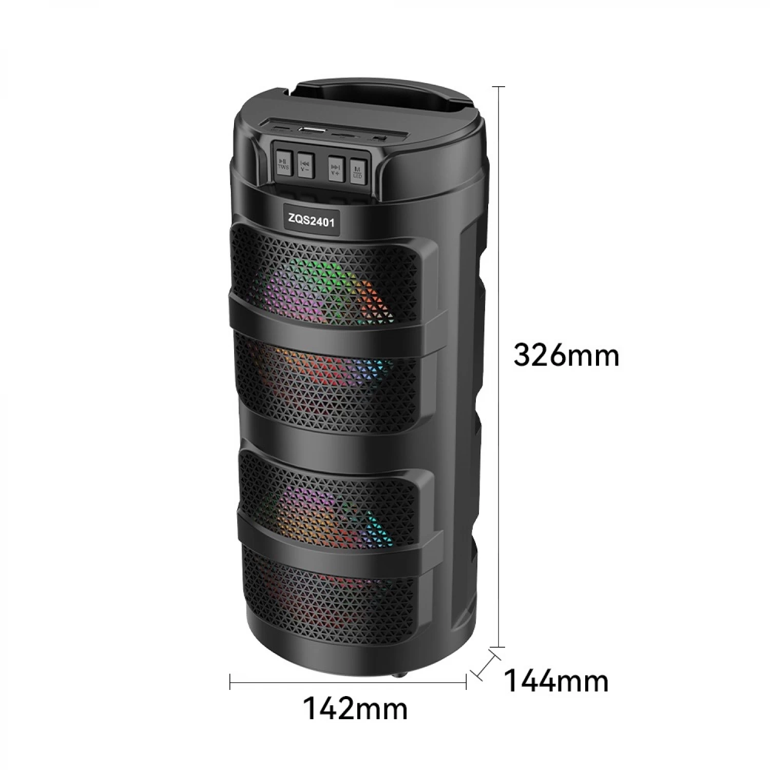 Boxă Portabilă - Sunet 300W PMPO, Bluetooth/USB/TF/AUX, Radio FM, Lumini LED Colorate, Baterie 18650, Design Compact [2]