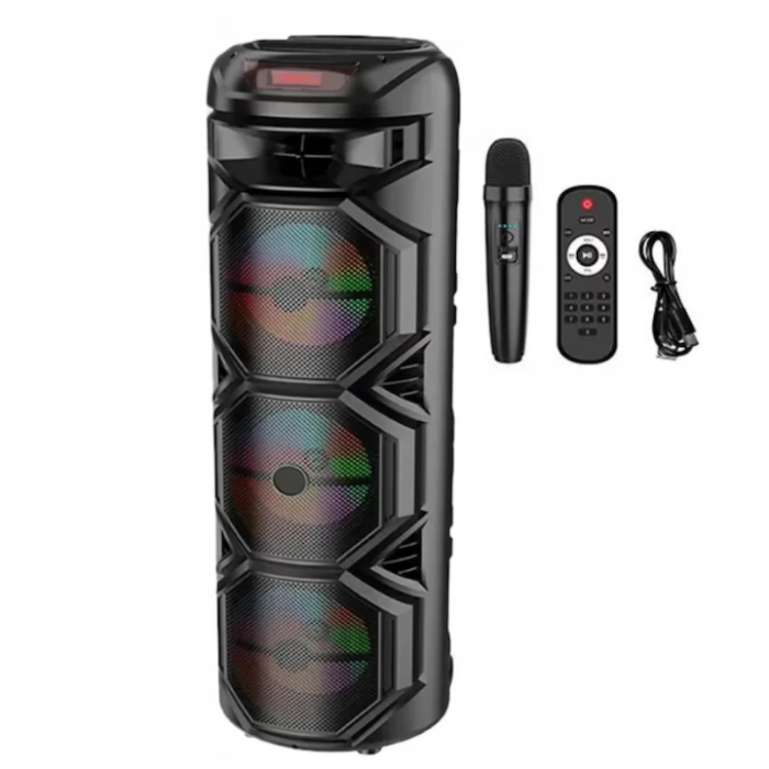 Boxă Portabilă- Sunet Puternic de 400W PMPO, Bluetooth 5.0, Lumini LED RGB Sincronizate, Microfon Wireless pentru Karaoke, Radio FM, USB, AUX, Card TF, Autonomie 4-6 Ore, Telecomandă Inclusă [4]