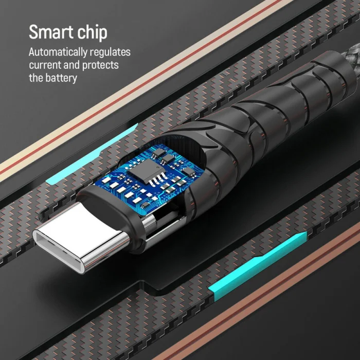 Cablu Dublu Tip-C XF-169, 66W, Încărcare Rapidă și Transfer de Date - Conectori USB-C la Ambele Capete, Material Durabil PVC/Naylon, Ideal pentru Smartphone-uri și Tablete [10]