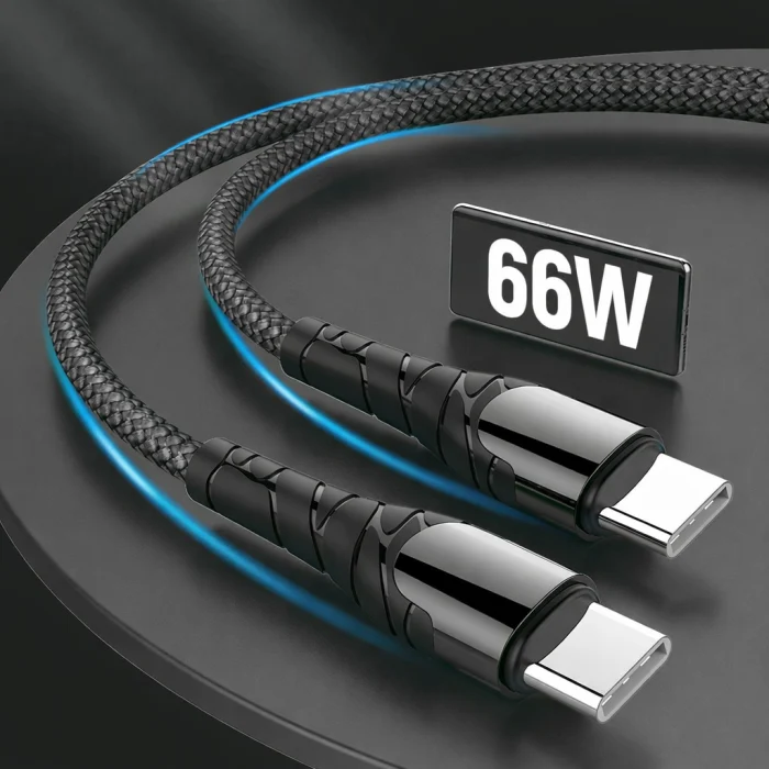 Cablu Dublu Tip-C XF-169, 66W, Încărcare Rapidă și Transfer de Date - Conectori USB-C la Ambele Capete, Material Durabil PVC/Naylon, Ideal pentru Smartphone-uri și Tablete [6]
