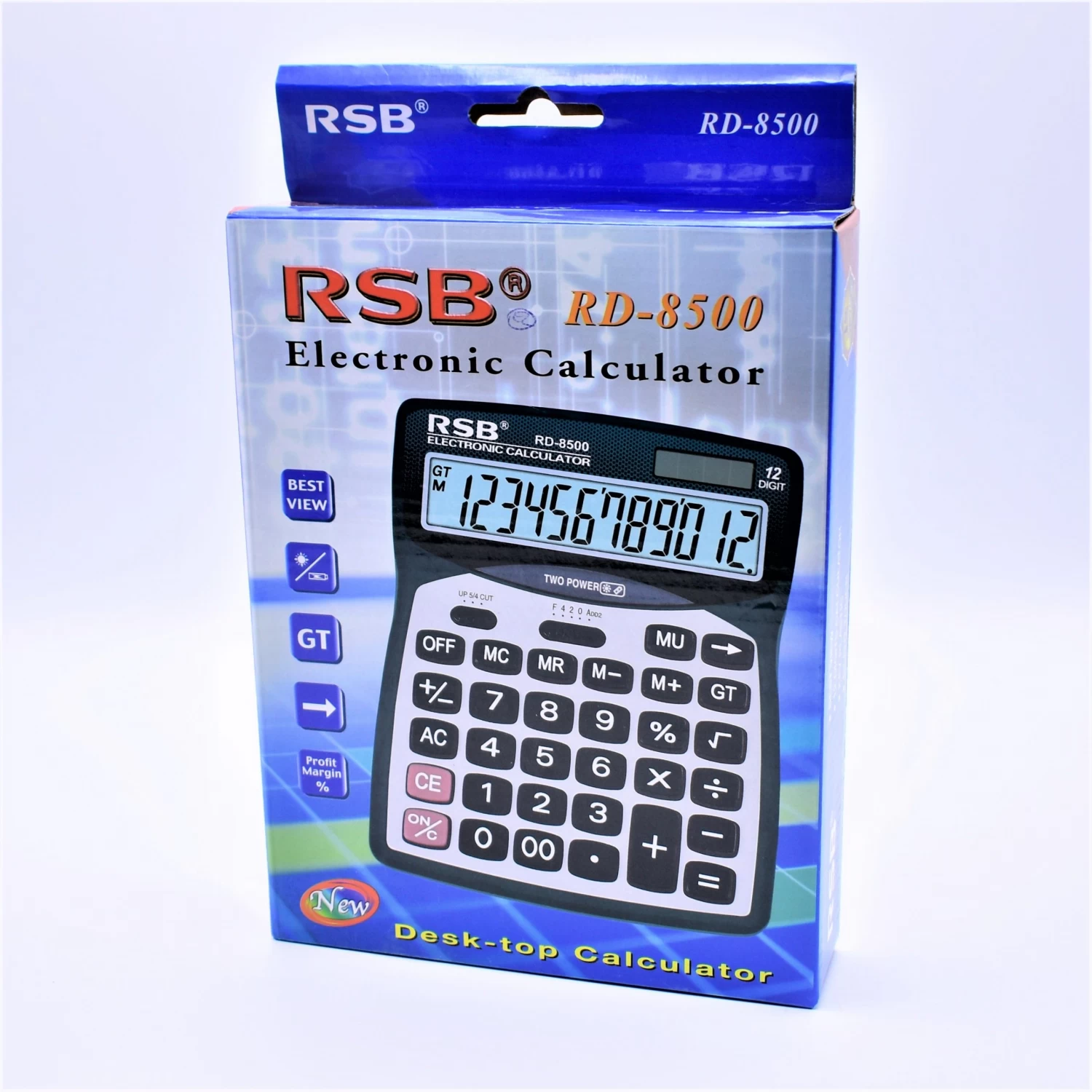 Calculator de birou RD-8500, Ecran Mare, Taste Mari și Silentioase, Funcții GT/Procente/M+/M-, Alimentare Solară + Baterie, Design Ergonomic, 20x15 cm [2]