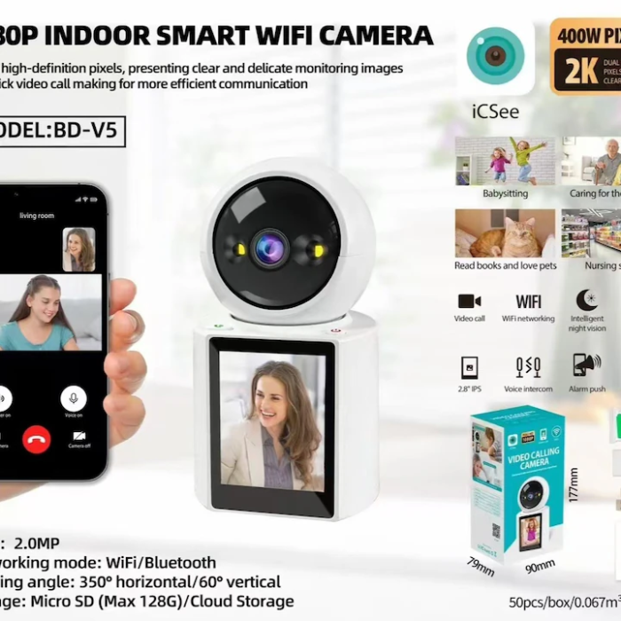 Cameră Supraveghere 4MP cu Ecran 2.8", Rotire 360°, Vedere Nocturnă Color, Detectare AI, Audio Bidirecțional, Alarmă Sonoră & Luminoasă [7]