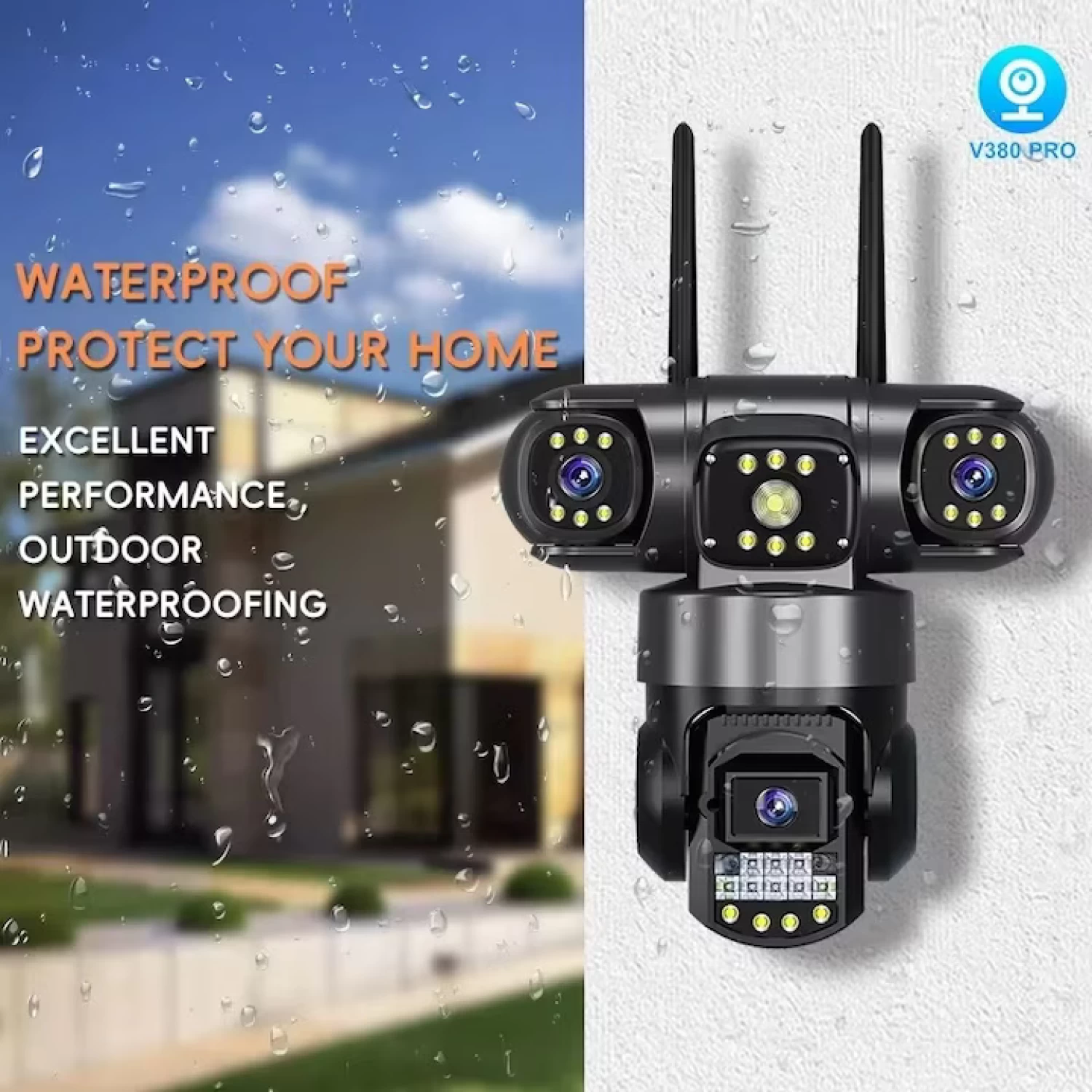 Cameră Supraveghere WiFi 3 Lentile, 360°, Vezi 3 Unghiuri din Telefon, Night Vision Color, Audio Bidirecțional [5]
