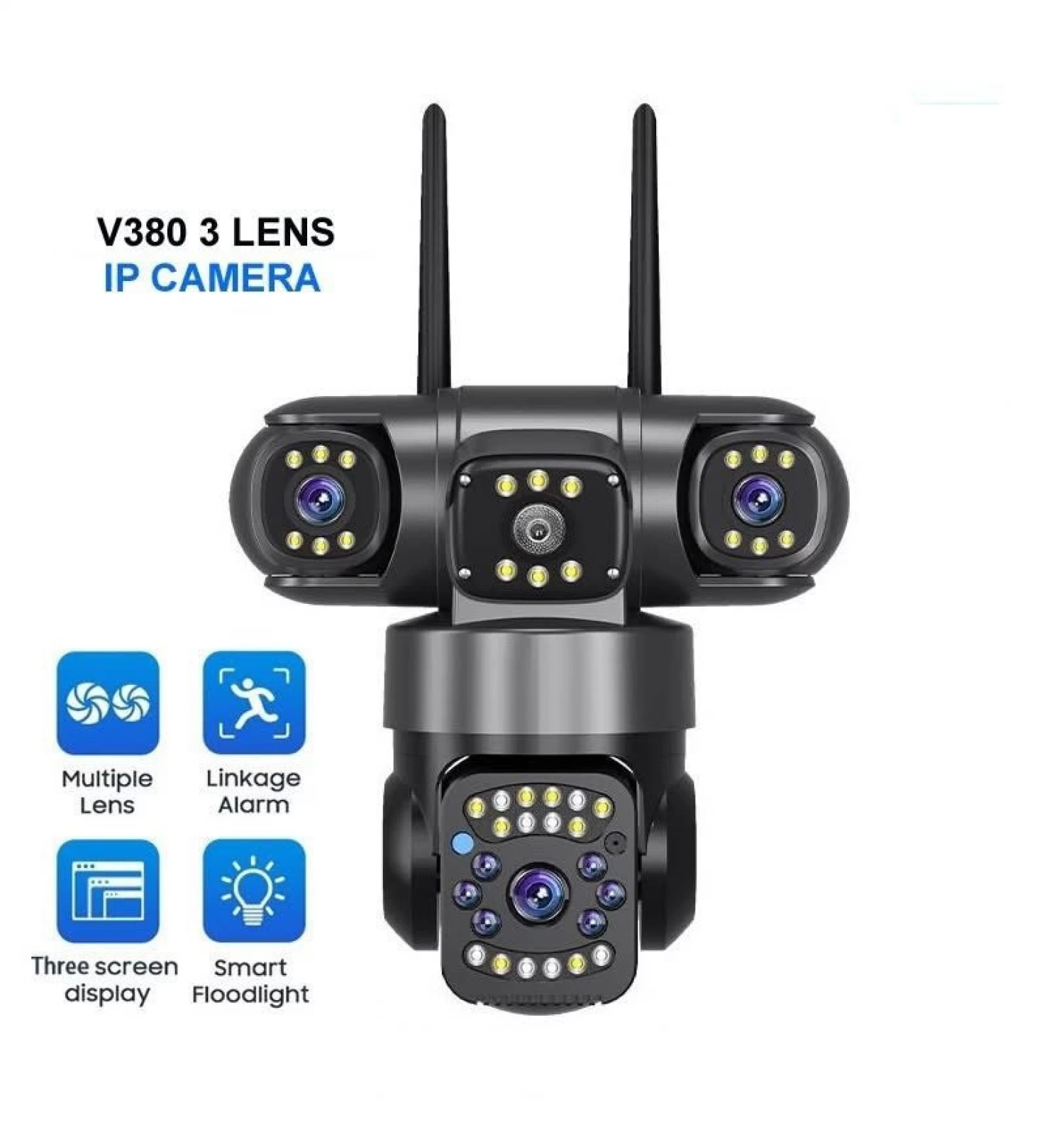 Cameră Supraveghere WiFi 3 Lentile, 360°, Vezi 3 Unghiuri din Telefon, Night Vision Color, Audio Bidirecțional [13]