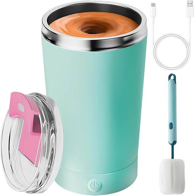 Cană electrică auto-agitare 400 ml, reîncărcabilă, amestecare rapidă automată, cu capac, din aluminiu [2]
