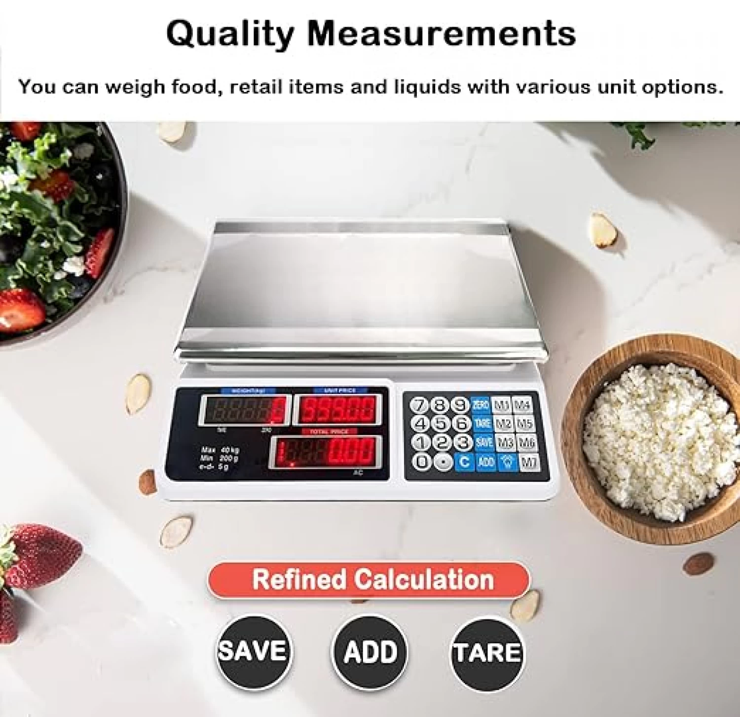 Cântar Electric Rectangular, cu Display Digital, Capacitate 40 kg, 33 cm x 32.5 cm x 12.5 cm [3]