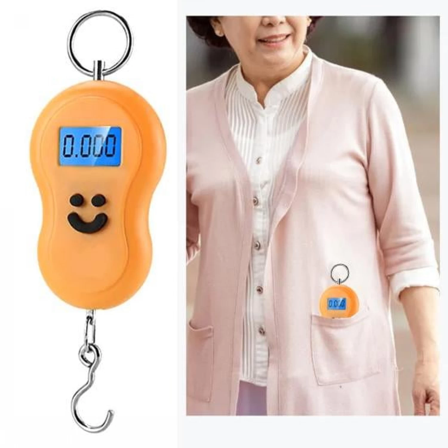 Cântar Portabil Electronic până la 50 kg, Design Compact și Ergonomic, Afișaj Digital, Ideal pentru Bagaje și Călătorii, Culoare Portocaliu [2]