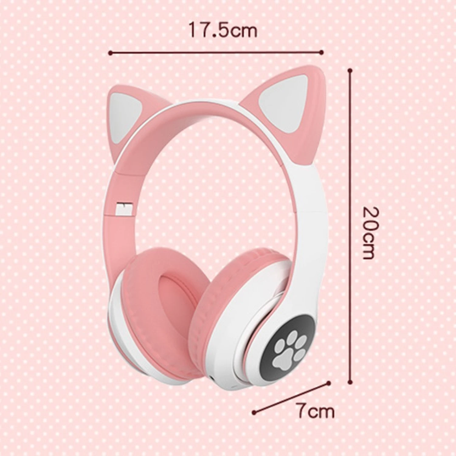 Căști wireless Smart Technology, Bluetooth 5.0, LED Cat Ears, microfon, slot SD/FM, autonomie 10h, pliabile [15]