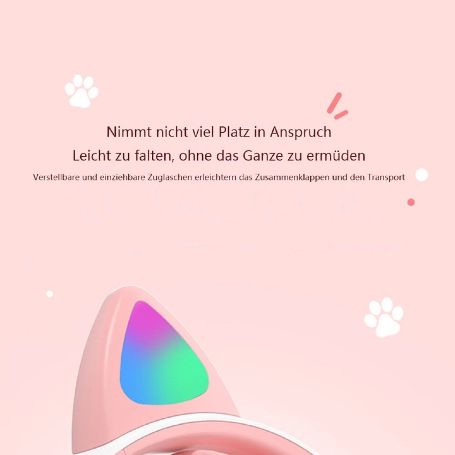 Căști wireless Smart Technology, Bluetooth 5.0, LED Cat Ears, microfon, slot SD/FM, autonomie 10h, pliabile [13]