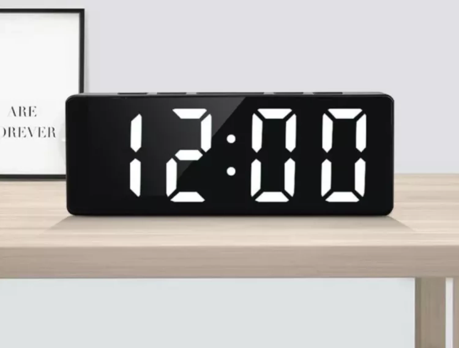 Ceas de masa digital cu afisaj LED alb, multifunctional, dimensiuni 160 x 62 x 31 mm, ABS, negru [3]
