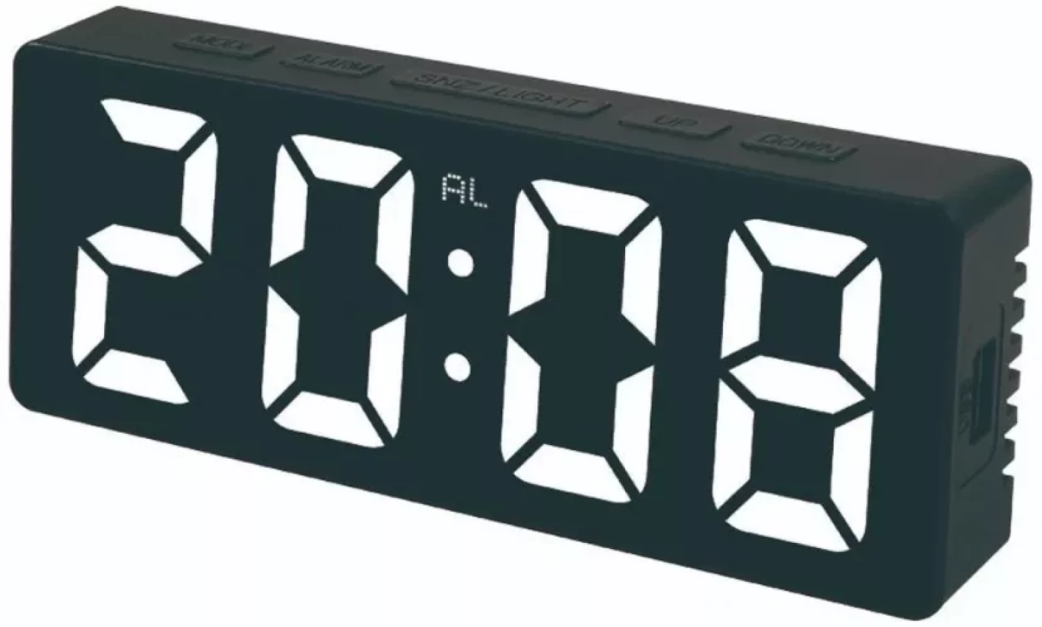 Ceas de masa digital cu afisaj LED alb, multifunctional, dimensiuni 160 x 62 x 31 mm, ABS, negru [5]