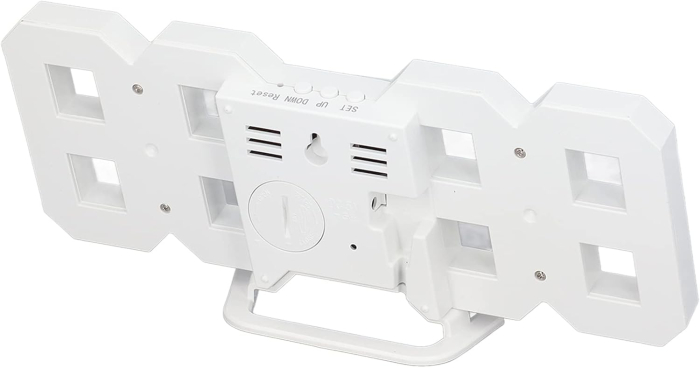 Ceas Digital LED 3D de Masă, Ramă Albă, Ecran LED Mare cu Afișare Oră, Temperatură și Cronometru, Alarmă cu Funcție Snooze, Carcasă ABS, Dimensiuni 23 × 9,3 cm [3]