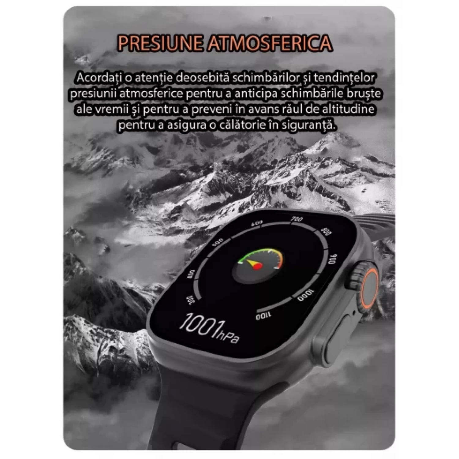 Ceas Inteligent SmartWatch 2.1 inch+ Curea EXTRA, Apel Bluetooth, Incarcator Wireless, metal, Notificari Apel si Retele Sociale, Oximetru, Ritm Cardiac, Termometru, Monitorizare somn, 105 M [7]